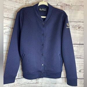 Under Armour Jacket Womens Size 2XL Quilted Cold Gear Top Golf Navy Snap Buttons